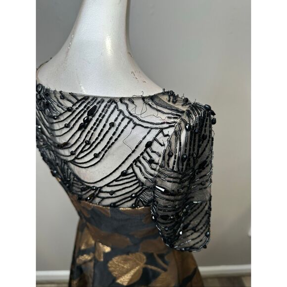 Theia Sonya Metallic Floral A-Line Dress US 2 $745 - Picture 14 of 16